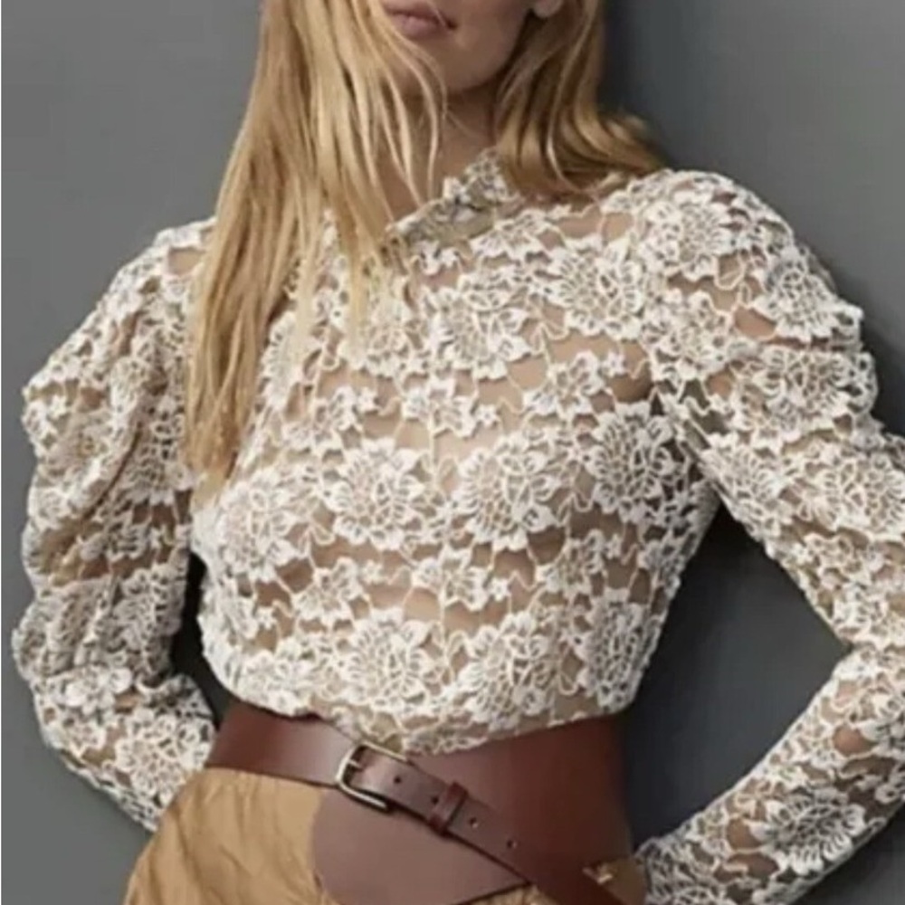 Anthropologie Dolan Elegant Cream Lace Blouse